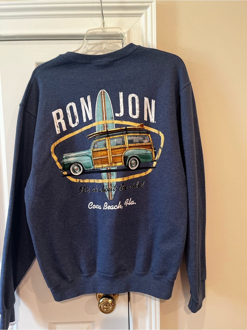 Ron Jon Navy Surf Woody Graphic Crewneck